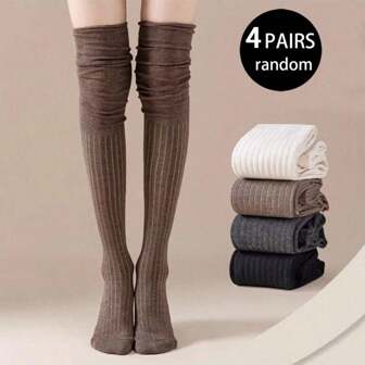 2-4双随机款式过膝袜，女士夏季长袜，春秋季孕妇高筒袜，防滑保暖腿套，冬季保暖舒适