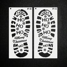 2/6pcs Christmas Stencils For Floor - Santa Claus Boot & Snowflake Designs, Reusable Plastic Footprint Templates For Holiday Decorations And DIY Crafts,Christmas