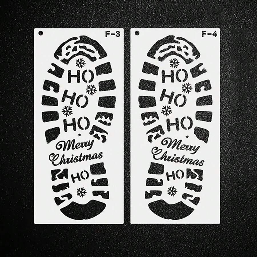 2/6pcs Christmas Stencils For Floor - Santa Claus Boot & Snowflake Designs, Reusable Plastic Footprint Templates For Holiday Decorations And DIY Crafts,Christmas