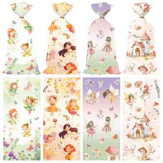 50 个清新卡通花园图案礼品袋、零食、饼干、月饼、糖果包装 OPP 扁平袋