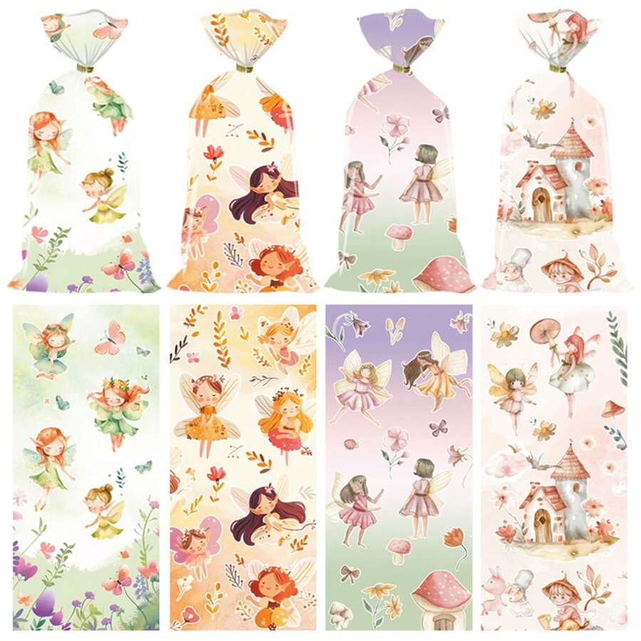 50pcs Fresh Cartoon Garden Pattern Gift Bags, Snacks, Cookies, Moon Cakes, Candy Packaging OPP Flat Bags - Multicolor - View 1