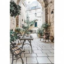 1 pieza Pintura en lienzo minimalista escandinava con el árbol de olivo italiano, las ramas y las hojas, la arquitectura, sin marco, para decoración del hogar