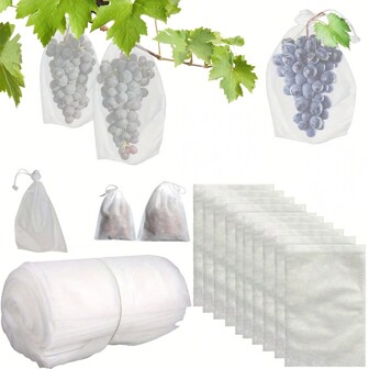 50/100Pcs Fruit Protection Bags Non-Woven Fabric Netting Bag With Drawstring Fruit Cover Mesh Bag For Grapes Vegetable Garden SUpplies