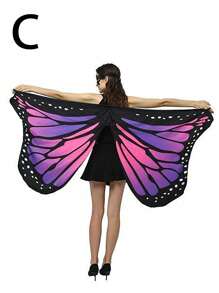 1 pieza Capa de Halloween Pequeña capa con alas de mariposa estampada Disfraz de alas de mariposa pequeñas para fiestas, bailes, Halloween