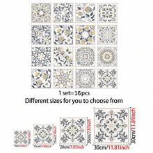16pcs/Set Floral Pattern Peel And Stick Wallpaper, Self-Adhesive PVC Tile Stickers, Suitable For Home Furniture Renovation And Decoration, Kitchen, Living Room, Bathroom Wall And Floor DIY - Multicolor - View 4