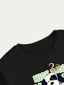 Nice Day T-Shirt Cute Dog Print Men's Shirt Premium Cotton Comfort Short Sleeve Casual - 黑色 - 查看 4