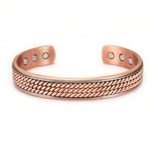 Twisted Pure Copper Bracelets Men Magnetic 12mm Wide Handmade Braided Health Energy Bangles Benefits Adjustable Open Cuff Jewelry Resizable