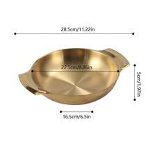 1 件不锈钢海鲜锅双柄不锈钢平底锅厨房火锅耐磨煎锅炊具厨房家用烹饪锅不锈钢炊具西班牙海鲜饭锅 - 彩色 - 查看 2