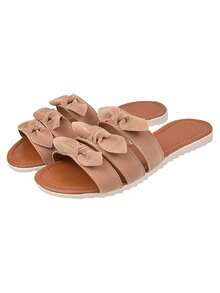 Women's Flat Sandals With Bow Comfort Everyday REFR53 - 淺粉色 - 查看 2