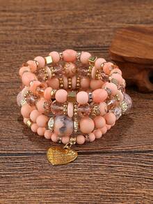 Bộ 4 vòng cổ mặt dây chuyền trái tim nhiều lớp phong cách Bohemian, phụ kiện thanh lịch cho phụ nữ đeo hàng ngày hoặc trong đám cưới - Bô-hê-miêng - Xem 20