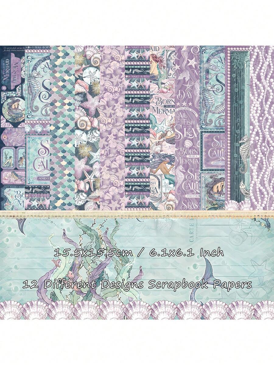 12 hojas de papel vintage para scrapbooking, suministros de