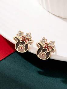 3 对圣诞驯鹿、圣诞树、拐杖糖耳钉 - 彩色 - 查看 4