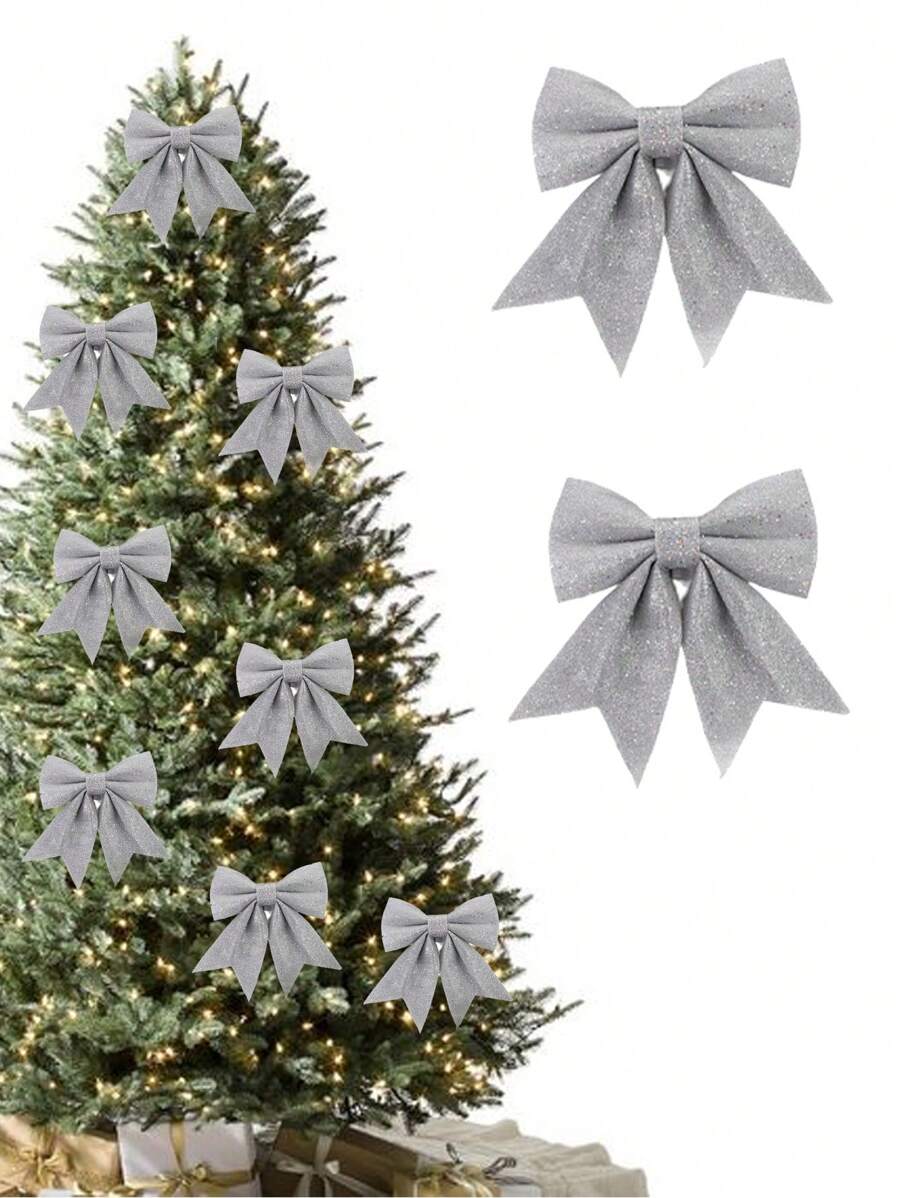 1 件圣诞树 6 英寸闪光蝴蝶结装饰、圣诞树蝴蝶结装饰、闪光丝带装饰、餐桌装饰、楼梯装饰、花环装饰配件装饰、圣诞闪光蝴蝶结装饰、圣诞派对装饰、花环装饰闪光蝴蝶结装饰、礼物 DIY 装饰、圣诞节 - 彩色 - 查看 1