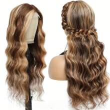 250% Density Highlight Body Wave Wig 13x4 Lace Front Human Hair Wig P4/27 Colored Ombre 13X4 Lace Frontal Wigs For Women Pre Plucked With Baby Hair 30Inch - SP4/27 - 查看 6