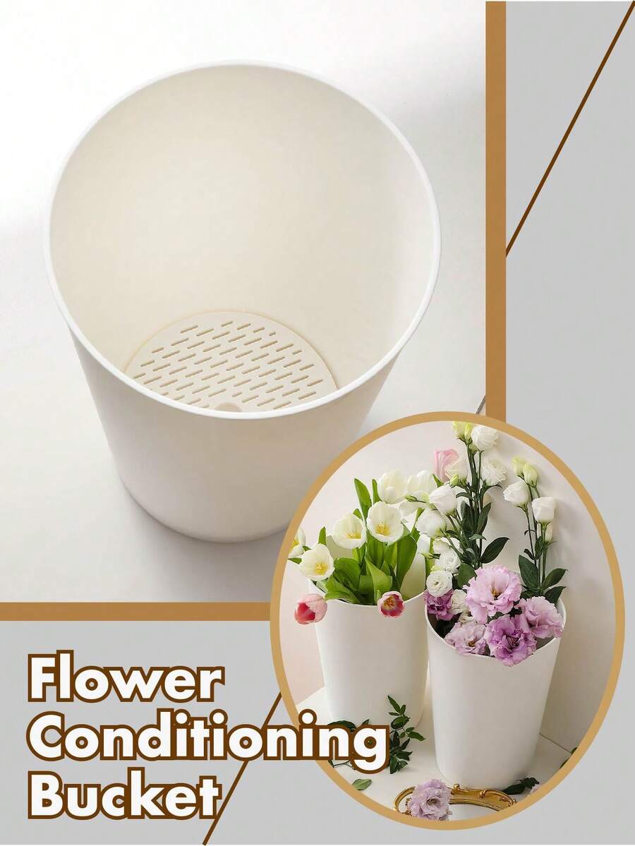 1pc. White Plastic, LargeCapacity Flower Soaking Bucket, Convenient