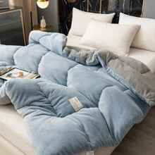 [Overseas Full Size] 1Pc Super Soft Plush Quilt Duvet Insert, Suitable For Bedroom, Dormitory, Intimate And Warm In Autumn/Winter - Baby Blue - View 6