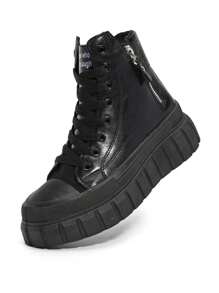 Botas cortas negras casuales para mujer, uso diario con cremallera lateral, versátiles y planas, tallas grandes