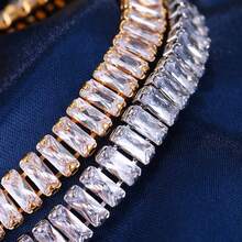 1 szt. Modna prostokątna cyrkonia cyrkonia klasyczna bransoletka z klamrą, odpowiednia dla kobiet do noszenia na co dzień, na imprezy i bankiety