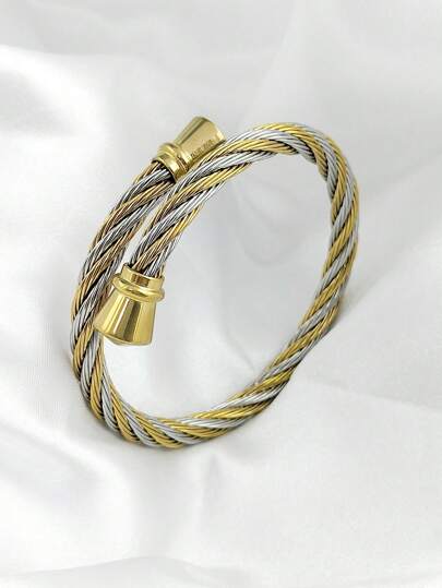 1 件复古优雅不锈钢袖口手链，适合女士，适合日常佩戴，是送给妈妈、爱人、朋友的圣诞节、生日、派对、周年纪念日的绝佳礼物