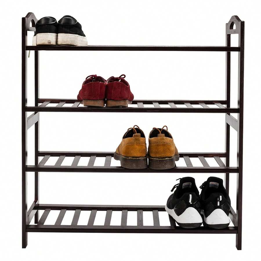 Concise 12Batten 4 Tiers Bamboo Shoe Rack Coffee SHEIN USA