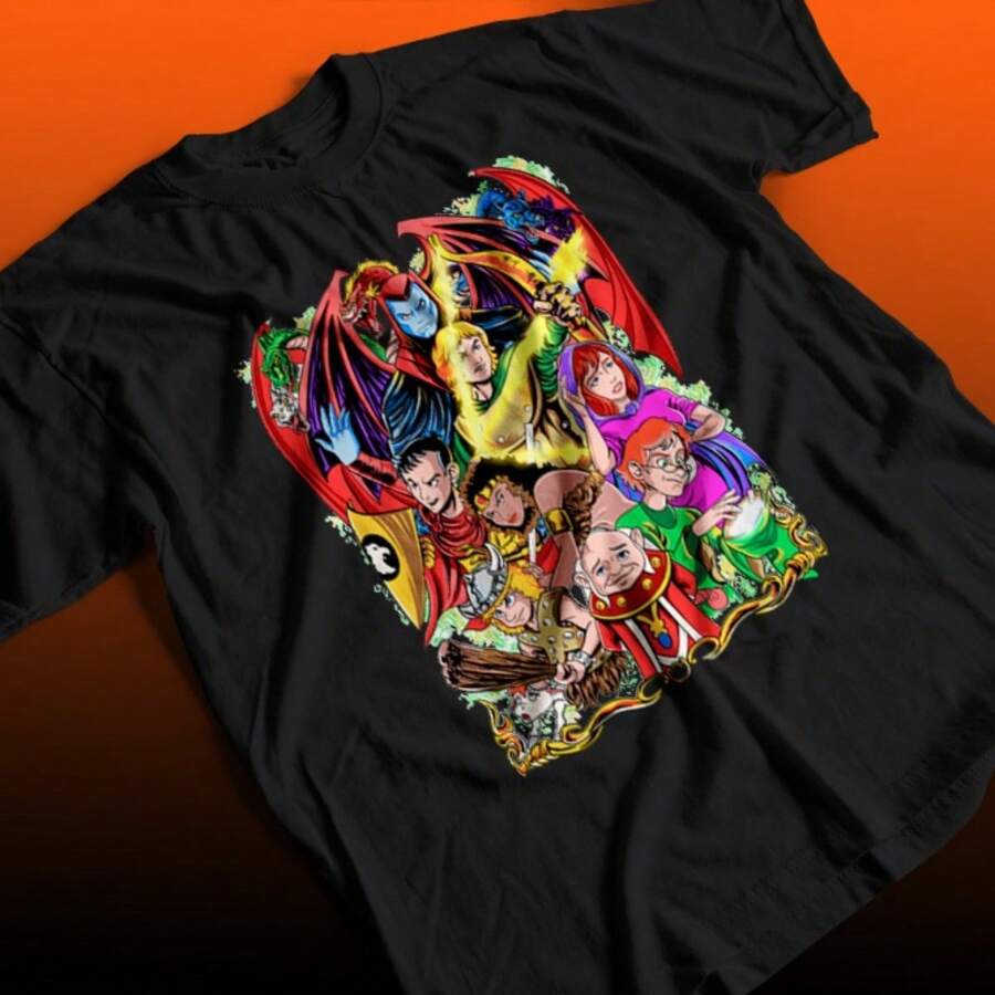 Dragon's Lair T-Shirt Master Of Wizards Geek Nerd Shirt Blouse Unisex Male Female 100% Cotton Top Premium Streetwear New Release Fast Shipping Various Colors!! Plus Size - 黑色 - 查看 1