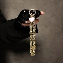 Dây đeo cổ tay bằng kim loại vàng sang trọng, thích hợp cho ốp điện thoại, chìa khóa xe, mặt dây chuyền túi xách làm quà tặng cho mẹ, gia đình, bạn bè, sinh nhật, mặt dây chuyền điện thoại ngày lễ, dây đeo điện thoại - Vàng - Xem 3