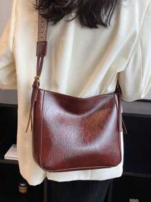 Geantă de umăr pentru femei de capacitate mare, geantă tip găleată cu umăr versatilă