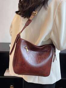 Geantă de umăr pentru femei de capacitate mare, geantă tip găleată cu umăr versatilă