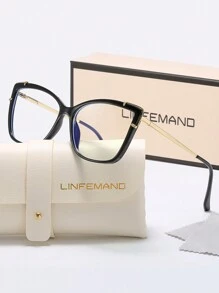 LINFEMAND 时尚猫眼独特装饰透明镜片眼镜，适合女性日常佩戴和节日礼物 女士眼镜配件 - 無色 - 查看 14