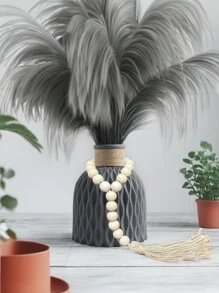 1件仿真丝花束家居装饰，粉色花朵配绿色叶子，适用于婚礼、生日、周年纪念派对、餐桌、客厅、卧室装饰 - 灰色 - 查看 2