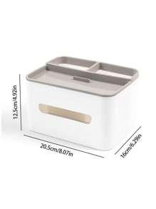 1pc Multifunction Tissue Storage Box - Light Grey - View 3