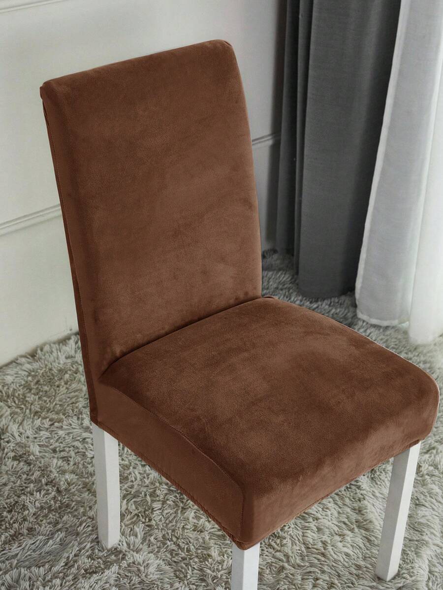 1pc Silver Fox Velvet Stretch Dustproof Chair Cover, Suitable For Living Room, Dining Room, Bedroom And Other Occasions