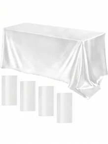 1Pc White Satin Square Tablecloth, Solid Color Polyester Table Cloth,Wedding Party Supplies, Birthday Decor,Home Decor,Perfect For Rustic Wedding,Bridal Shower,Birthday,BabyShower,Outdoor&Indoor, Ceremonies, Kitchen,Party Gatherings