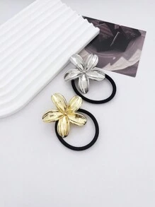 1 Stück minimalistischer chic Blumen Metall Scrunchie Haargummi, Europäisches und Amerikanisches Design Haargummis, Haargummis für den Pferdeschwanz, Haargummis, Haargummibänder, Scrunchies, Haargummi-Stretchbänder