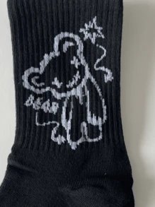 1/3/6/8 Pairs Mixed Black & White Graffiti Design Mid-Calf Socks For Men, Suitable For Casual, Outdoor, And Sports Wear