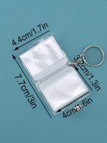 16 Sheets/1 Book/1 Inch, Sparkly White Mini Photo Album Keychain, Simple & Delicate Bag-Insert Style Id Card Holder Back To School,Back To School,School Supplies