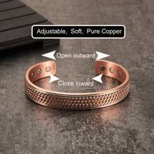 Twisted Pure Copper Bracelets Men Magnetic 12mm Wide Handmade Braided Health Energy Bangles Benefits Adjustable Open Cuff Jewelry Resizable
