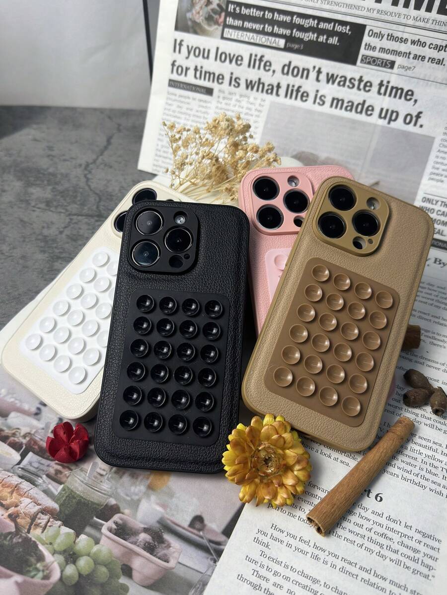 Ốp lưng điện thoại di động tương thích với iPhone 16 15 14 13 12 11 Pro Max 16 15 14 Plus Ốp lưng INS bằng da Hàn Quốc sang trọng chống sốc có đế hút cá nhân Ốp lưng điện thoại di động công nghệ Ốp da Quà tặng ngày lễ cho cặp đôi Bạn bè Gia đình Bản thân - màu đen - Xem 1