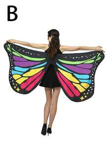 1 pieza Capa de Halloween Pequeña capa con alas de mariposa estampada Disfraz de alas de mariposa pequeñas para fiestas, bailes, Halloween