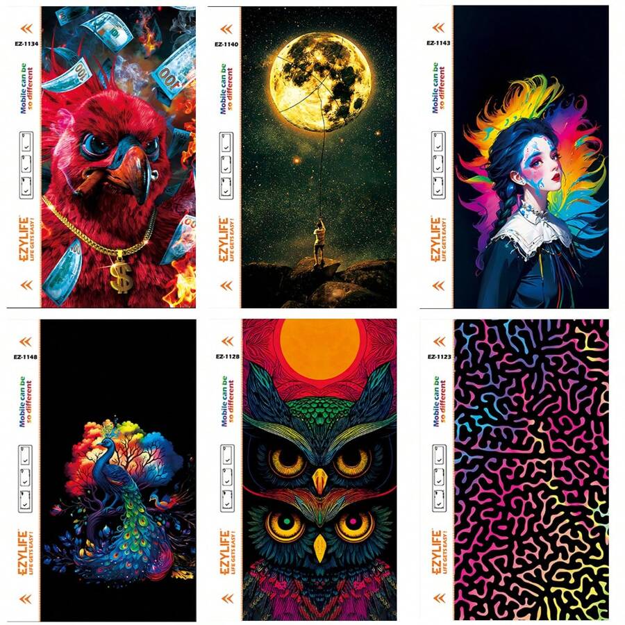 IPhone Back Protective Film Sticker, PVC Material, Suitable For Multiple Models Of Apple Phones, Multiple Package Options, 6 Sheets Each - 6 Pieces Of Mobile Phone Back Film Stickers (style 3) - View 1