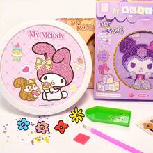 Caja de regalo con marco de asa de pintura de diamantes Sanrio Kuromi, pegatina de pintura de diamantes Cinnamoroll, pegatina de diario hecho a mano MyMelody, pintura decorativa de Hello Kitty linda y de dibujos animados, pegatina creativa DIY Pompompurin - Multicolor - Ver 3