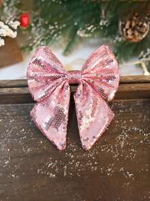 1 件优雅休闲圣诞闪光蝴蝶结发夹 - 彩色 - 查看 6