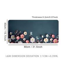 3D花卉超大鼠标垫，游戏桌垫，办公键盘垫，高品质橡胶防滑底座，全包边设计，防污可水洗，家用大号桌垫，返校季游戏鼠标垫，办公桌配件，办公用品，办公桌配件，鼠标垫，桌面鼠标垫