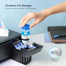 Hiipoo Refill Ink Bottle Replacement For Epson 502522 Compatible With Ecotank Printers ET-2750 ET2720 ET-2803 ET-2800 ET-3750 ET-4750 ET-3760 ET-4760 ET-2850 ET-4800 ET-3700 ET-15000 Printer - 彩色 - 查看 5