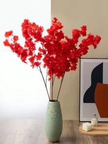 MEHELANY 1pc 3.2ft/1m Realistic Artificial Red Cherry Blossom Branch, Lifelike Texture, Long Stem Fake Flower, Suitable For Tall Vase DIY Floral Arrangement, Wedding Party Vintage Decor, Modern Farmhouse Style, Home Bedroom Decor, Thanksgiving, Harvest Festival, Christmas, Fall Decoration, Artificial Flower Home Decor Christmas Ornament - Multicolor - View 3