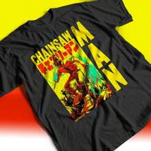 Chainsaw Denji Motossera T-Shirt Japanese Anime Manga Geek Nerd Shirt Blouse Unisex Male Female 100% Cotton Top Premium Streetwear New Release Fast Shipping Various Colors!! Plus Size - màu đen - Xem 2