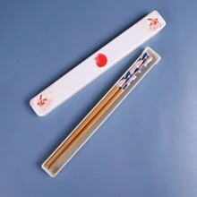 日式筷子收纳盒，便携式餐具套装，含 1 双筷子，竹子材质圣诞礼物 - 圖案 - 查看 5