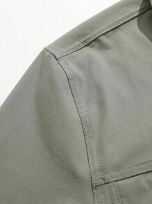 1 pieza Camisa casual de secado rápido y multibolsillos para hombre, adecuada para deportes y actividades al aire libre, camisa de Navidad de unicolor, chaqueta de tendencia, otoño - verde menta - Ver 8