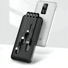 10000mah Power Bank Batería Portátil Carga Rápida 4 Cables - Negro - Ver 7