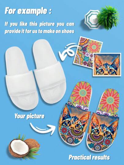 Pantuflas de playa personalizadas para hombres, pantuflas de muebles personalizadas con foto impresa en 3D, pantuflas personalizadas y lindas, cómodas para interiores/exteriores, playa, hogar, regalo para madre/padre/prometida/familia/amigos/hermanos